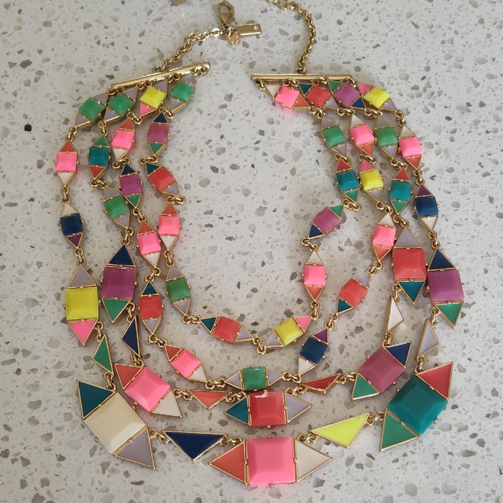 Kate Spade Multiple Pueblo Tiles Gold Tone Necklace